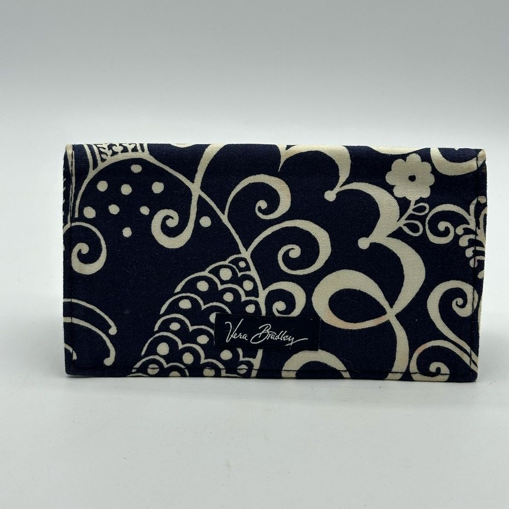 Vera Bradley Checkbook Cover Twirly Birds Navy and White Print